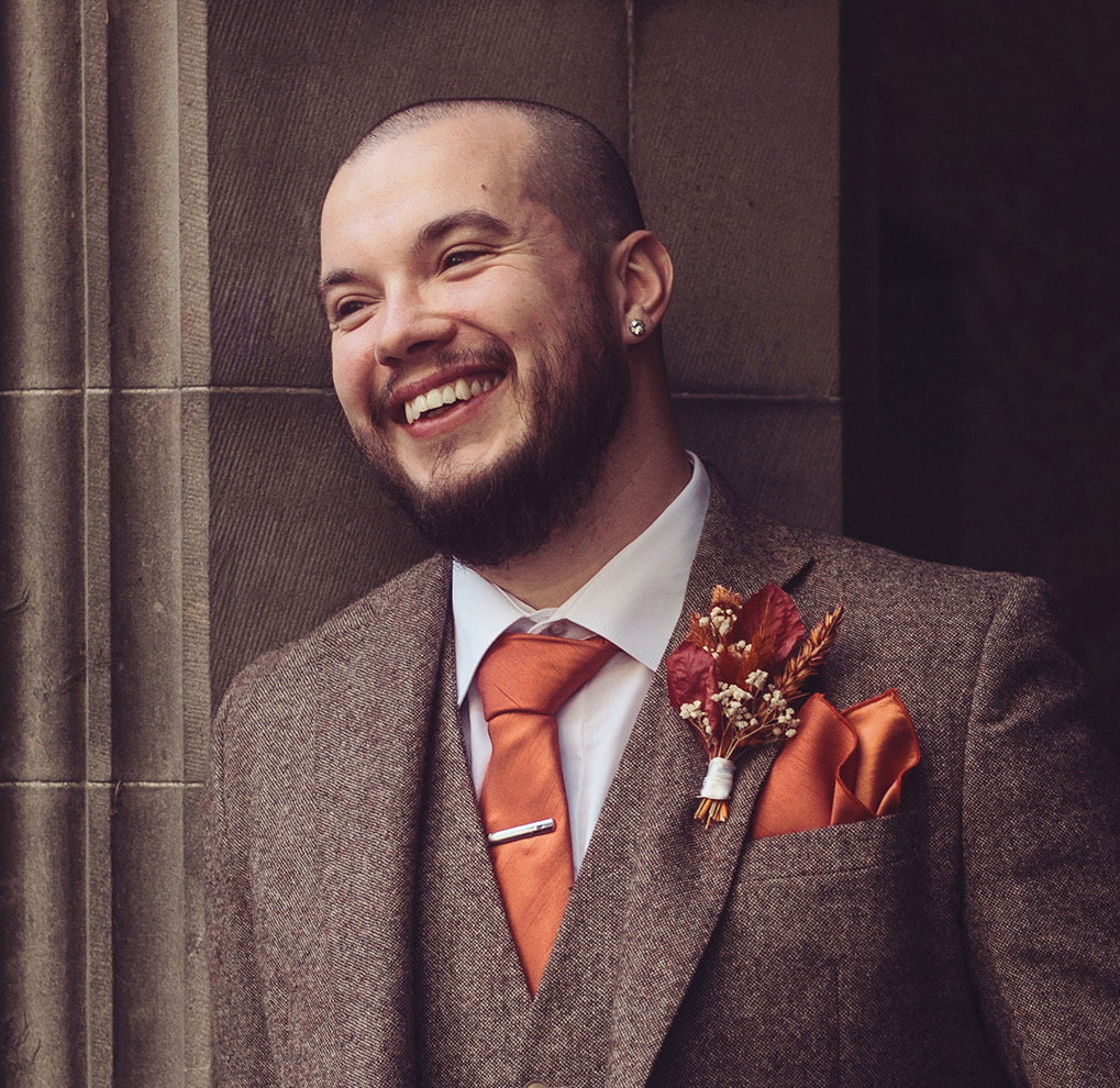 Photo of Chris on his wedding day